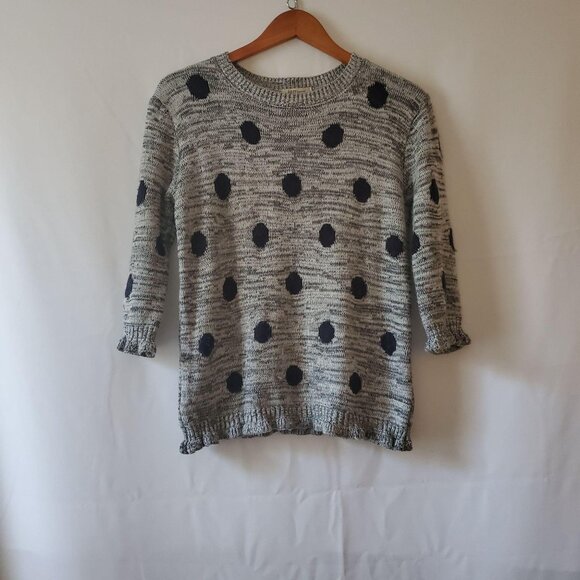 COZY Casual Women's Polka Dot 3/4 Sleeve Knit Gray Pullover Sweater Size M/L - Picture 5 of 10